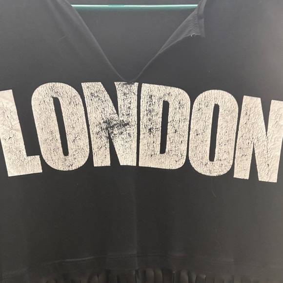 Zara Black Fringe Top with White Print - Picture 3 of 3